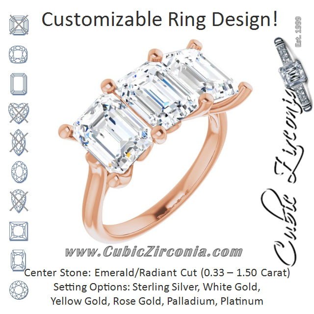 Cubic Zirconia Engagement Ring- The Jisha (Customizable Triple Radiant Cut Design with Thin Band)