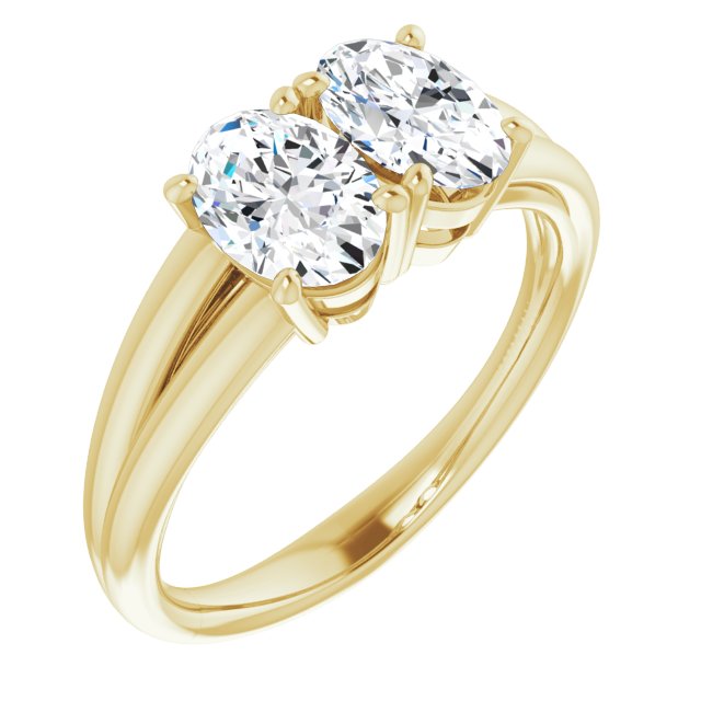 10K Yellow Gold Customizable Two-Stone Oval Cut with Split Band