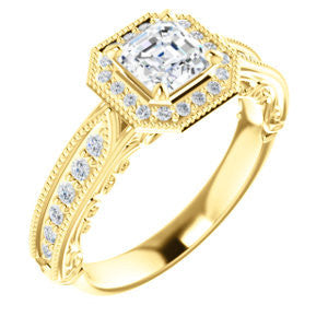 Cubic Zirconia Engagement Ring- The Zöe (Customizable Vintage Asscher Cut Greek Goddess Design)