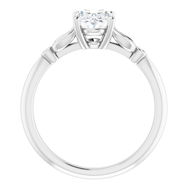 Cubic Zirconia Engagement Ring- The Dayanny (Customizable 3-stone Oval Cut Design with Thin Band and Twin Round Bezel Side Stones)