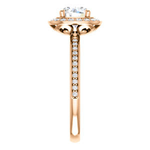 Cubic Zirconia Engagement Ring- The Nynaeve (Customizable Round Cut Style with Thin Pavé Band and Halo Accents)