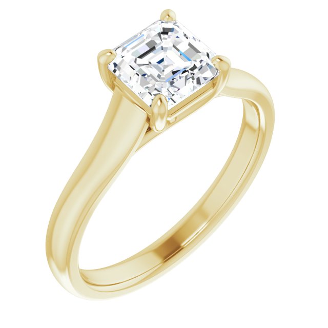 10K Yellow Gold Customizable Asscher Cut Cathedral-Prong Solitaire with Decorative X Trellis