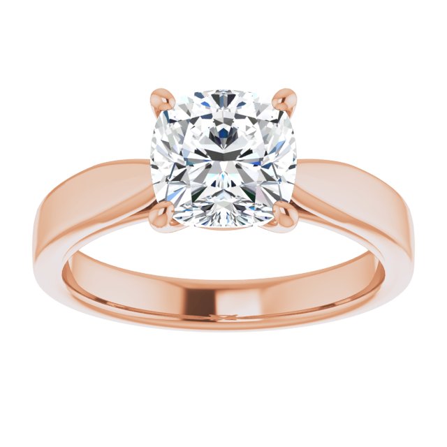 Cubic Zirconia Engagement Ring- The Eden (Customizable Cushion Cut Cathedral Solitaire with Wide Tapered Band)