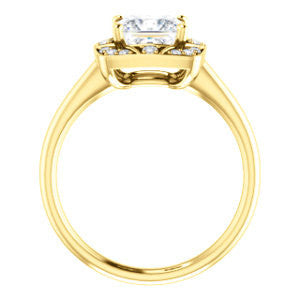 Cubic Zirconia Engagement Ring- The Rachal (Customizable Segmented Cluster-Halo Enhanced Princess Cut Design with Thin Band)
