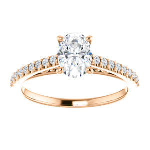 Cubic Zirconia Engagement Ring- The Kiana (Customizable Oval Cut Design with Decorative Cathedral Trellis and Thin Pavé Band)