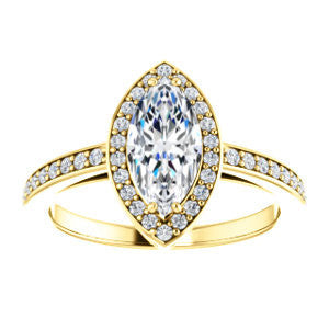 Cubic Zirconia Engagement Ring- The Kira (Customizable Cathedral-Halo Marquise Cut Design with Thin Pavé Band)