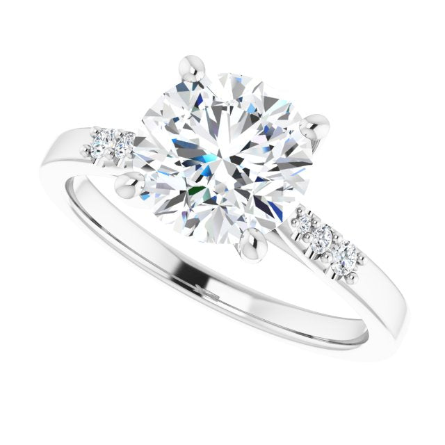 Cubic Zirconia Engagement Ring- The Kayla Love (Customizable 7-stone Round Cut Cathedral Style with Triple Graduated Round Cut Side Stones)