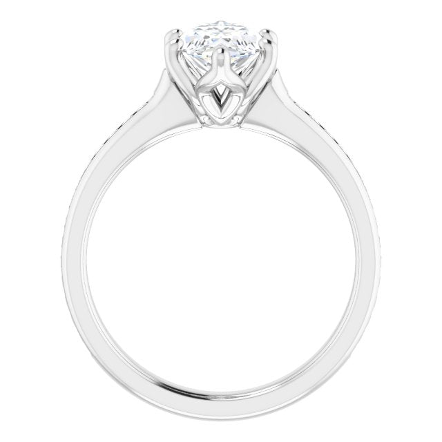 Cubic Zirconia Engagement Ring- The Alyssa Love (Customizable 6-prong Marquise Cut Design with Round Channel Accents)