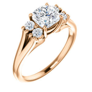 Cubic Zirconia Engagement Ring- The Bianca (Customizable 5-stone Cluster Style with Cushion Cut Center)