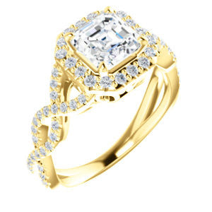 Cubic Zirconia Engagement Ring- The Benita (Customizable Asscher Cut with Infinity Split-band Pavé and Halo)