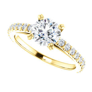 Cubic Zirconia Engagement Ring- The Marianne (Customizable Cathedral-set Round Cut Style with Thin Pavé Band)