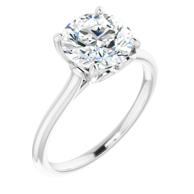 Platinum Customizable Cathedral-style Round Cut Solitaire with Decorative Heart Prong Basket