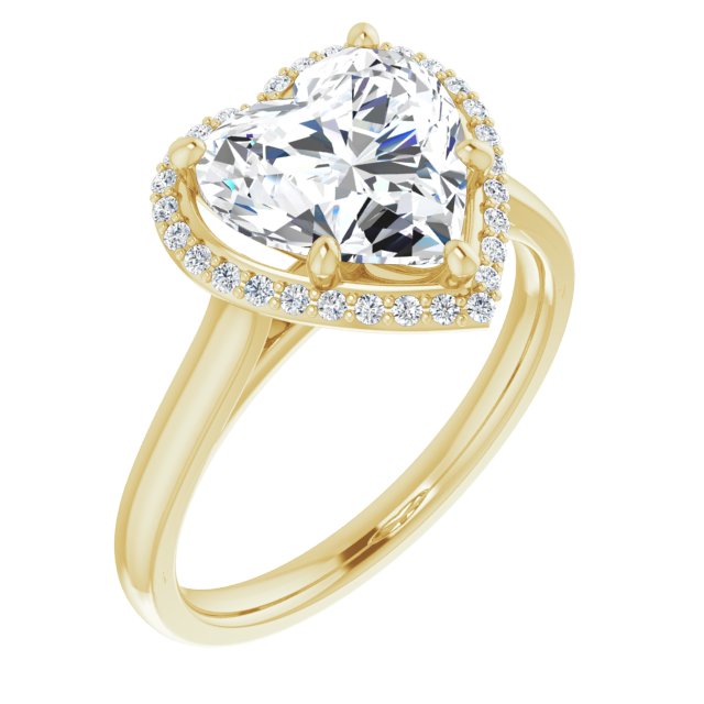 10K Yellow Gold Customizable Halo-Styled Cathedral Heart Cut Design