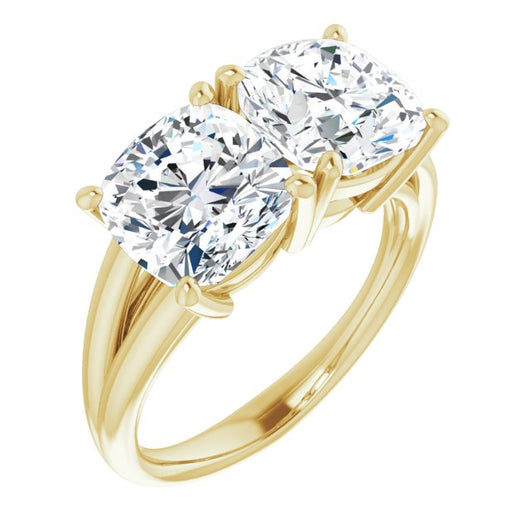 10K Yellow Gold Customizable Two-Stone Cushion Cut with Split Band