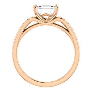 CZ Wedding Set, featuring The Sashalle engagement ring (Customizable Cathedral-Raised Emerald Cut Design with Tapered Pavé Band)