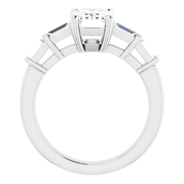 Cubic Zirconia Engagement Ring- The Bodhi (Customizable 9-stone Design with Radiant Cut Center and Round Bezel Accents)