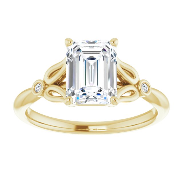 Cubic Zirconia Engagement Ring- The Dayanny (Customizable 3-stone Radiant Cut Design with Thin Band and Twin Round Bezel Side Stones)