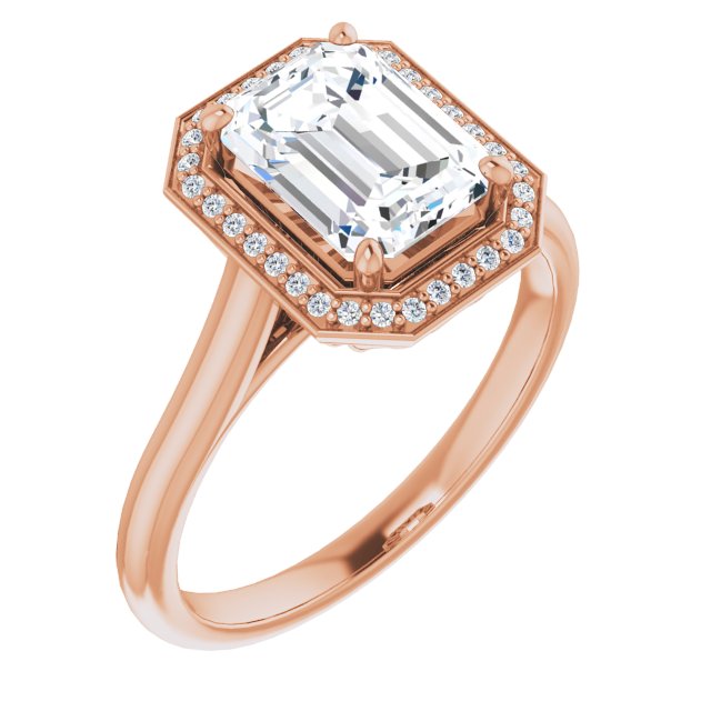 Cubic Zirconia Engagement Ring- The Cielo (Customizable Cathedral-Raised Radiant Cut Halo Style)