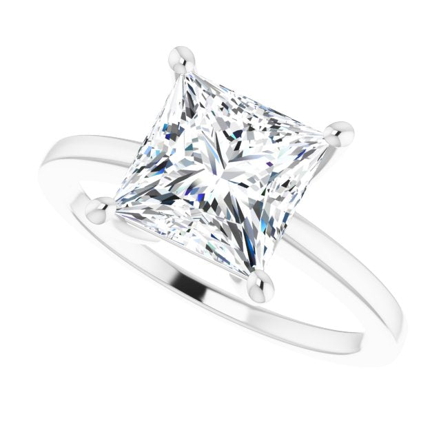 Cubic Zirconia Engagement Ring- The Avril (Customizable Bowl-Prongs Princess/Square Cut Solitaire with Thin Band)