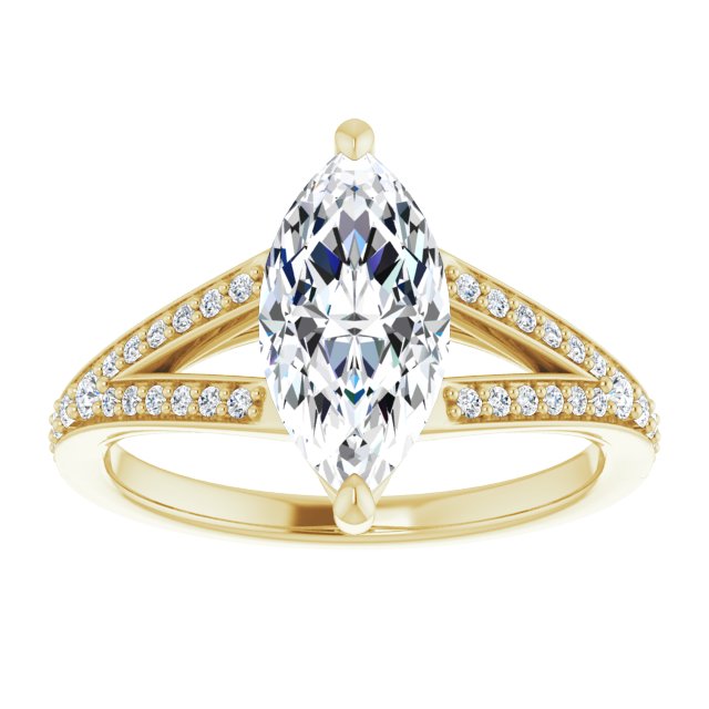 Cubic Zirconia Engagement Ring- The Gaurika (Customizable Marquise Cut Center with Thin Split-Shared Prong Band)