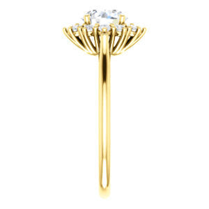 Cubic Zirconia Engagement Ring- The Kirsten (Customizable Round Cut with Large Cluster-Accent Crown-Supported Halo)