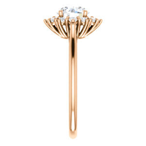 Cubic Zirconia Engagement Ring- The Kirsten (Customizable Round Cut with Large Cluster-Accent Crown-Supported Halo)