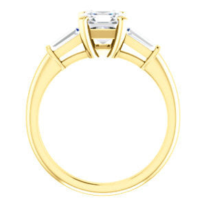 Cubic Zirconia Engagement Ring- The Monica (Customizable Asscher Cut Center with Dual Tapered Baguettes)