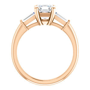 Cubic Zirconia Engagement Ring- The Monica (Customizable Asscher Cut Center with Dual Tapered Baguettes)