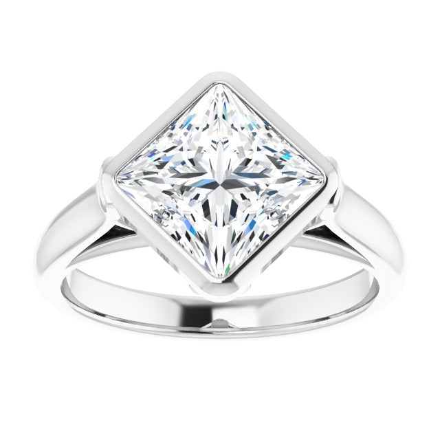 Cubic Zirconia Engagement Ring- The Ann Michelle (Customizable Cathedral-Bezel Princess/Square Cut 7-stone "Semi-Solitaire" Design)