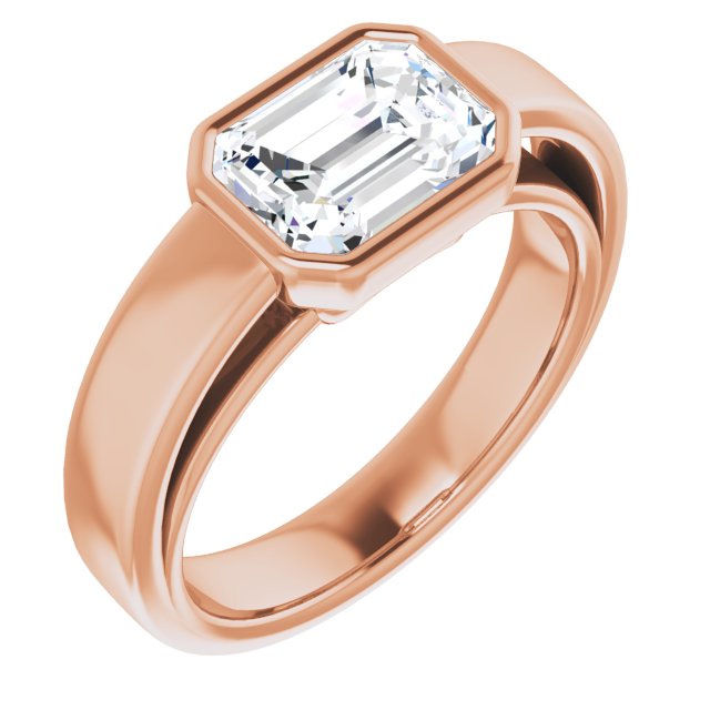 Cubic Zirconia Engagement Ring- The Dunyasha (Customizable Cathedral-Bezel Radiant Cut Solitaire with Wide Band)