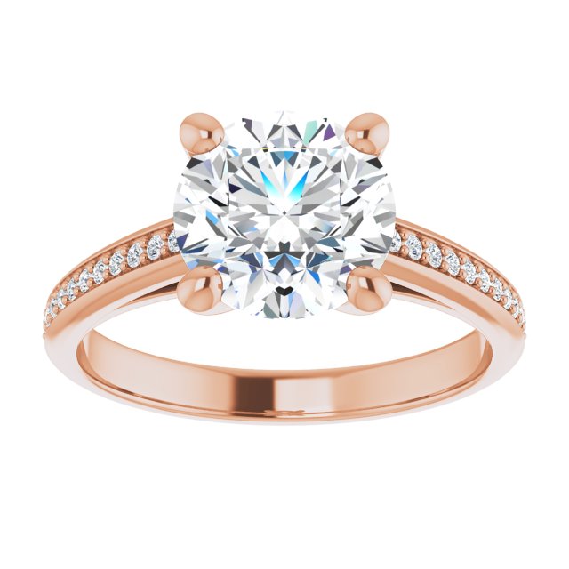Cubic Zirconia Engagement Ring- The Ahimsa (Customizable Cathedral-set Round Cut Style with Shared Prong Band)