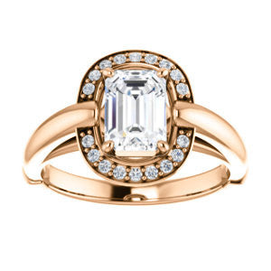 Cubic Zirconia Engagement Ring- The Kady (Customizable Cathedral-set Emerald Cut with Semi-Halo)