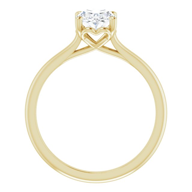 Cubic Zirconia Engagement Ring- The Josepha (Customizable Cathedral-style Oval Cut Solitaire with Decorative Heart Prong Basket)