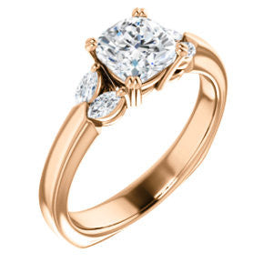 Cubic Zirconia Engagement Ring- The Melitza (Customizable Cushion Cut 5-stone with Marquise Accents)