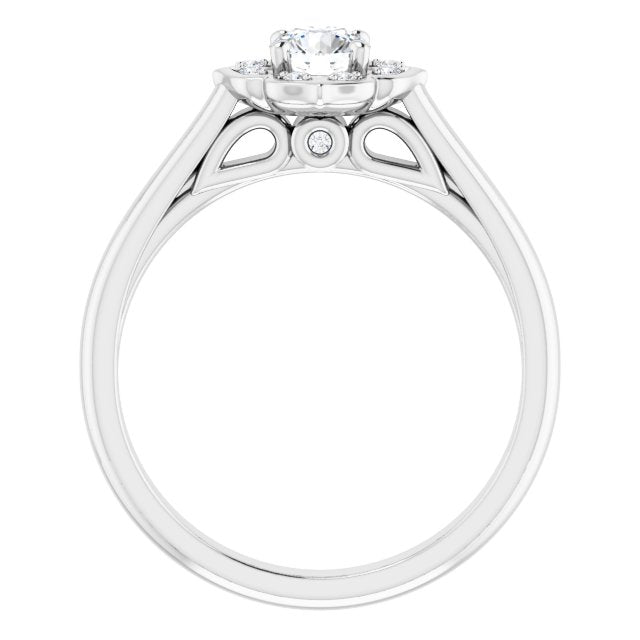 Cubic Zirconia Engagement Ring- The Neve (Customizable Cathedral-raised Round Cut Design with Star Halo & Round-Bezel Peekaboo Accents)