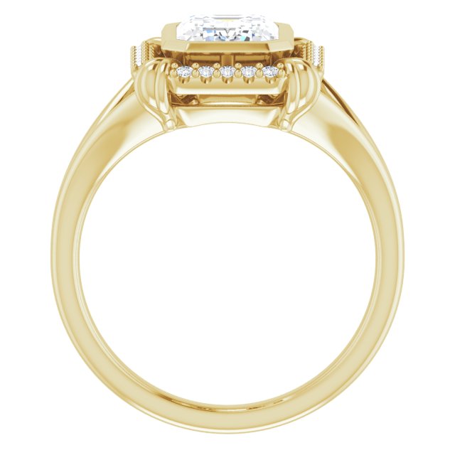 Cubic Zirconia Engagement Ring- The Leontine (Customizable Radiant Cut Design with Split Band and "Lion's Mane" Halo)