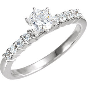 Cubic Zirconia Engagement Ring- The Bobbie (Customizable 9-stone with Round Accents and Thin Band)