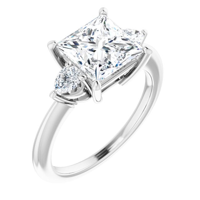 Cubic Zirconia Engagement Ring- The Zhata (Customizable 3-stone Princess/Square Style with Pear Accents)