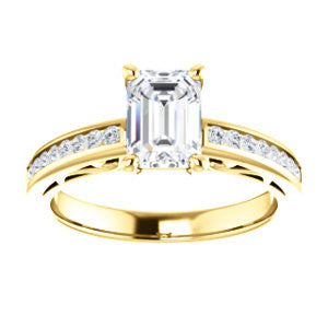 Cubic Zirconia Engagement Ring- The Jazmin Ella (Customizable Radiant Cut with Three-sided Filigree and Channel Accents)
