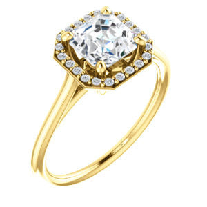 Cubic Zirconia Engagement Ring- The Patrice (Customizable Cathedral-Halo Asscher Cut with Thin Band)