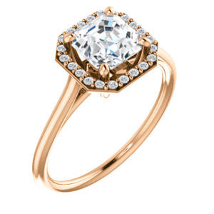 Cubic Zirconia Engagement Ring- The Patrice (Customizable Cathedral-Halo Asscher Cut with Thin Band)