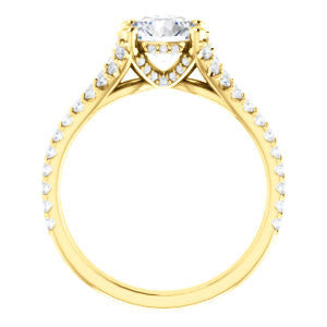 Cubic Zirconia Engagement Ring- The Marilyn (Customizable Cathedral-set Round Cut Center with Split-Pavé Band and Prong Accents)