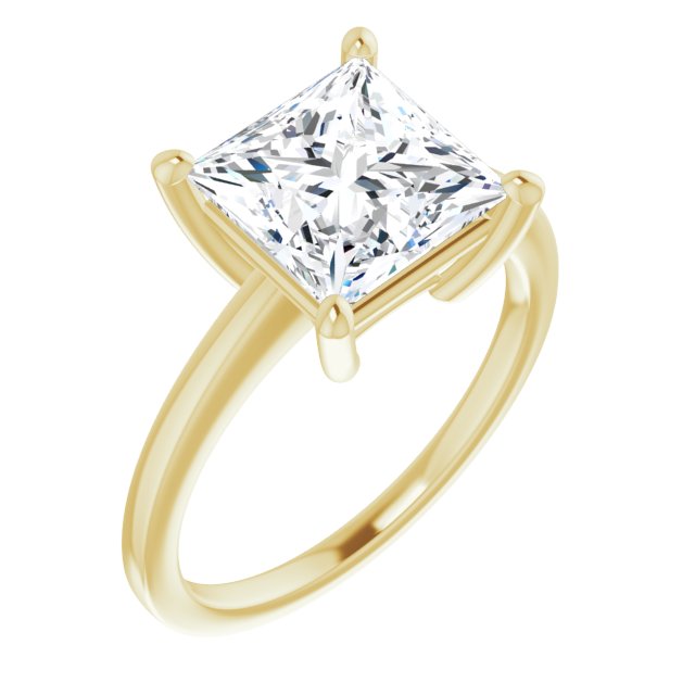 10K Yellow Gold Customizable Bowl-Prongs Princess/Square Cut Solitaire with Thin Band
