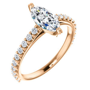 Cubic Zirconia Engagement Ring- The Marianne (Customizable Cathedral-set Marquise Cut Style with Thin Pavé Band)