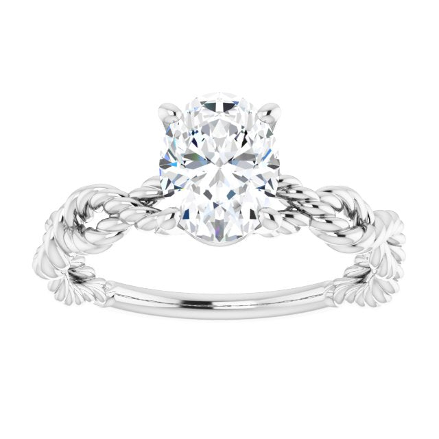 Cubic Zirconia Engagement Ring- The Jazzlyn (Customizable Oval Cut Solitaire with Infinity-inspired Twisting-Rope Split Band)