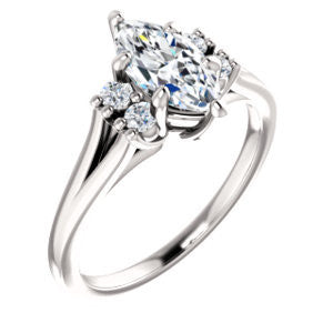 Cubic Zirconia Engagement Ring- The Bianca (Customizable 5-stone Cluster Style with Marquise Cut Center)