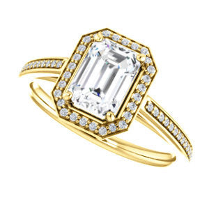 Cubic Zirconia Engagement Ring- The Laila Jean (Customizable Cathedral-set Radiant Cut with Halo and Thin Pavé Band)