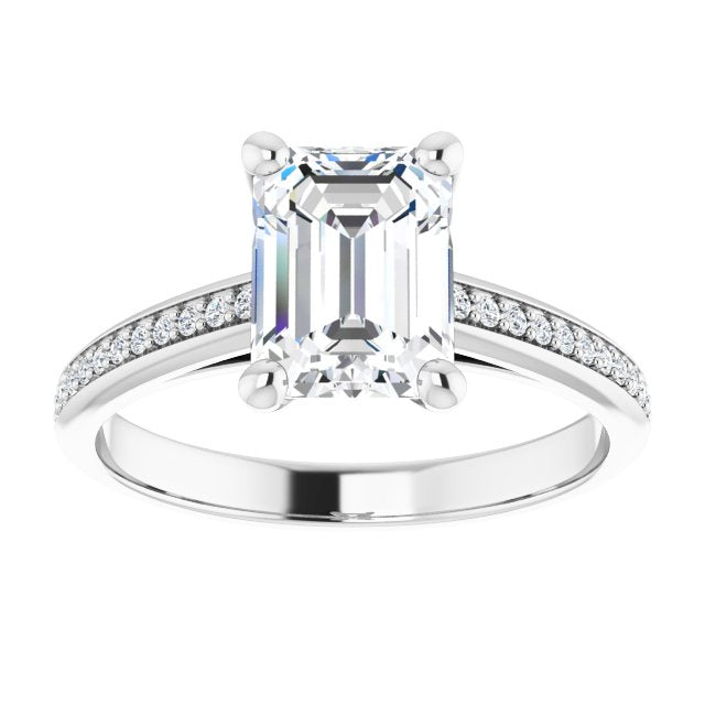 Cubic Zirconia Engagement Ring- The Ahimsa (Customizable Cathedral-set Radiant Cut Style with Shared Prong Band)