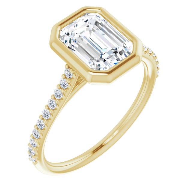 Cubic Zirconia Engagement Ring- The Careena (Customizable Bezel-set Radiant Cut Style with Ultra-thin Pavé-Accented Band)