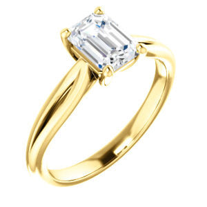 Cubic Zirconia Engagement Ring- The Viola (Customizable Emerald Cut Solitaire with Curving Tapered Split Band)